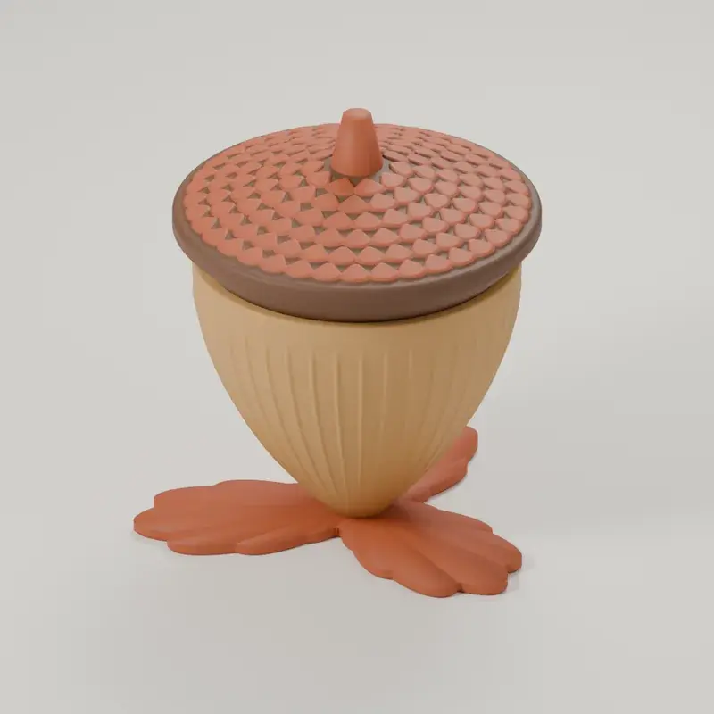 Render of the acorn box with its lid on