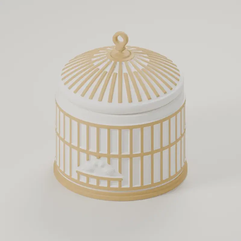 Render of the lovebird cage box with its lid on