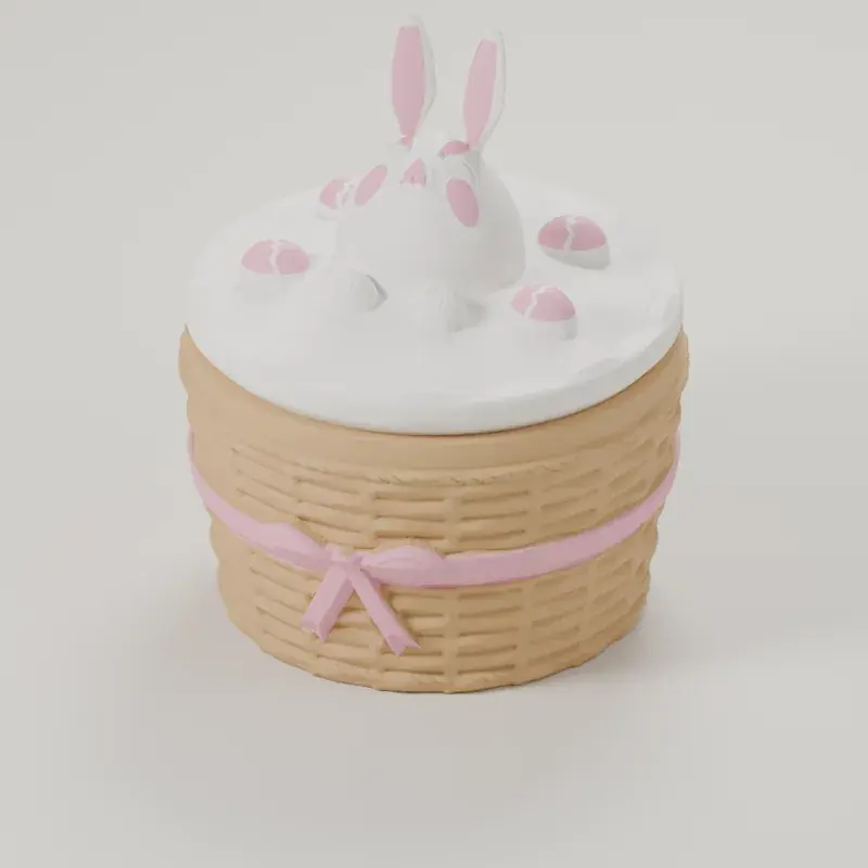 Render of the bunny basket box with its lid on