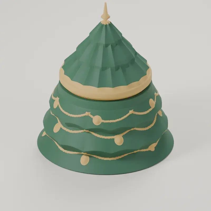 Render of the christmas tree box with its lid on
