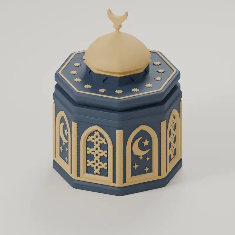 Render of the crescent lantern box with its lid on