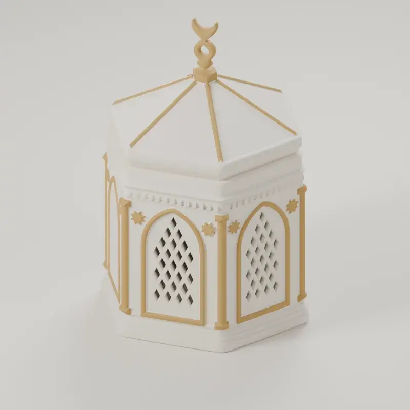 Render of the pierced eid lantern with its lid on