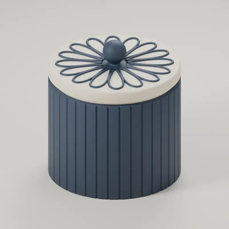 Render of the floral-lid gift box with its lid on