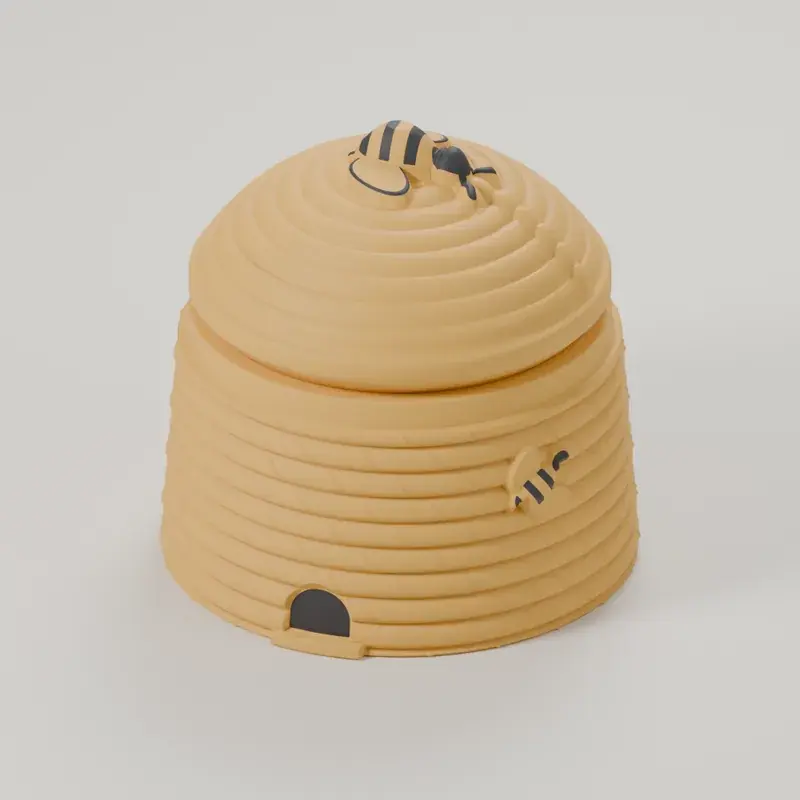 Render of the honey skep box with its lid on