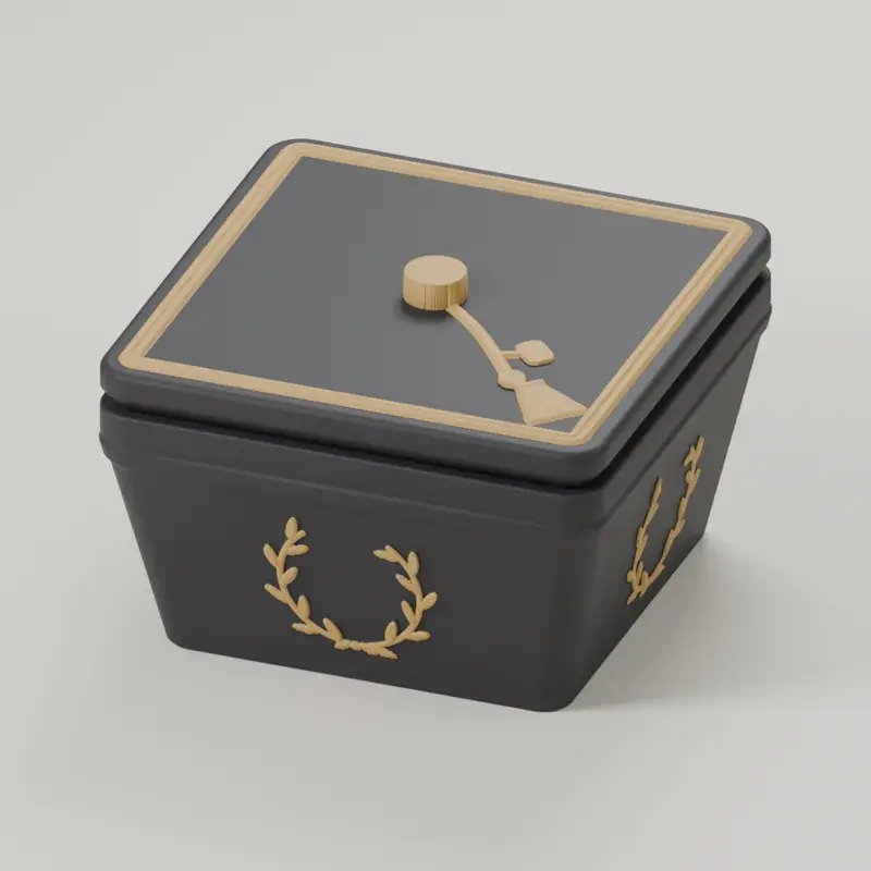 Render of the mortarboard box with its lid on