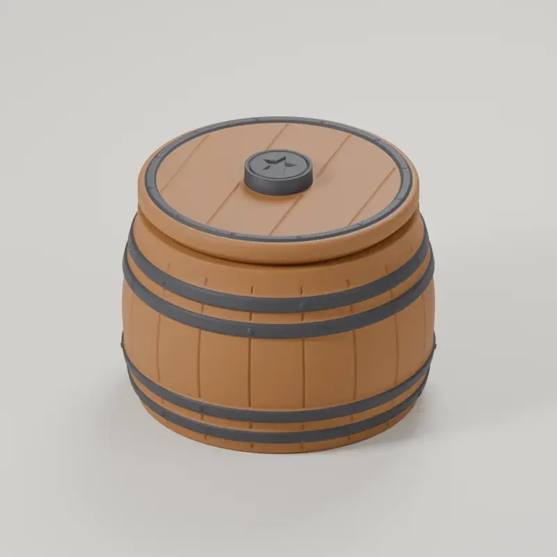 Render of the oak barrel box with its lid on