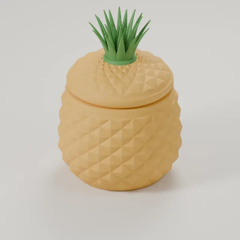 Render of the welcome pineapple box with its lid on