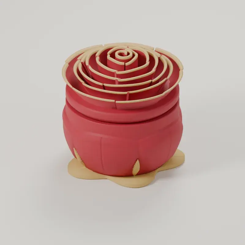 Render of the rose ring box with its lid on