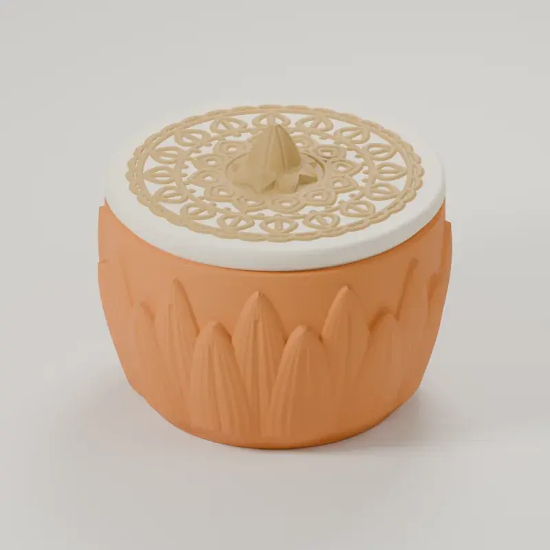 Render of the lotus mandala box with its lid on