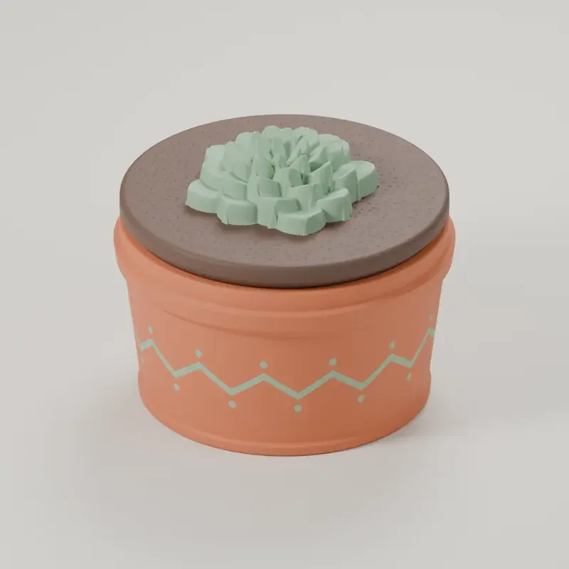 Render of the succulent pot box with its lid on