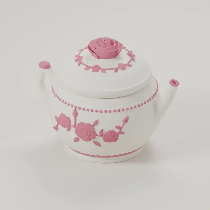 Render of the rose teapot box with its lid on
