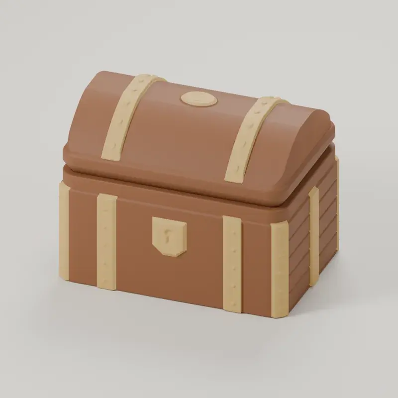 Render of the treasure chest box with its lid on