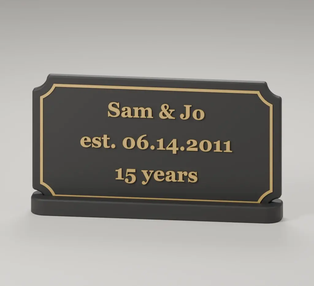 Render of the anniversary date sign