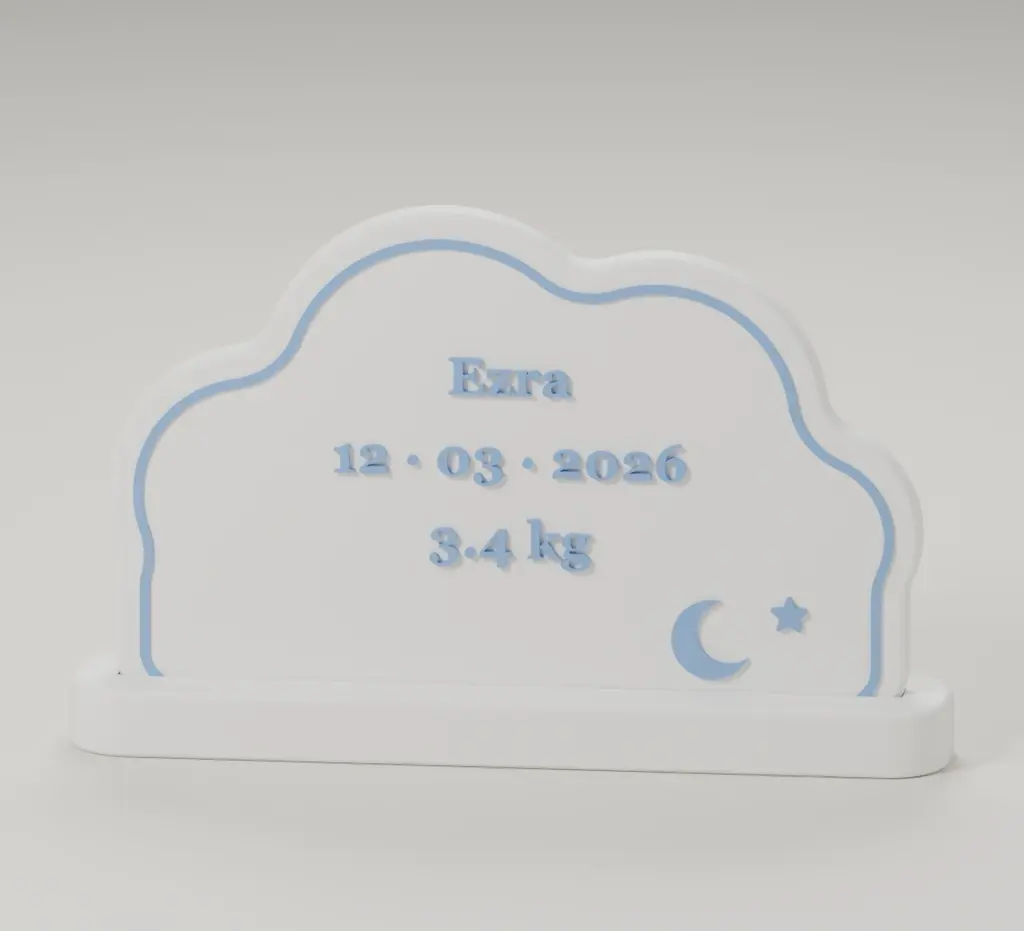 Render of the birth announcement plaque