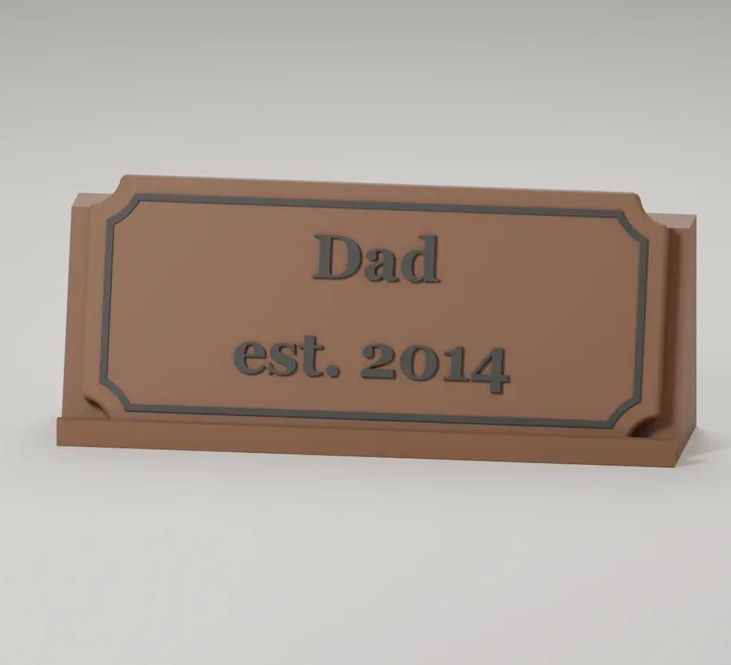Render of the desk name plate