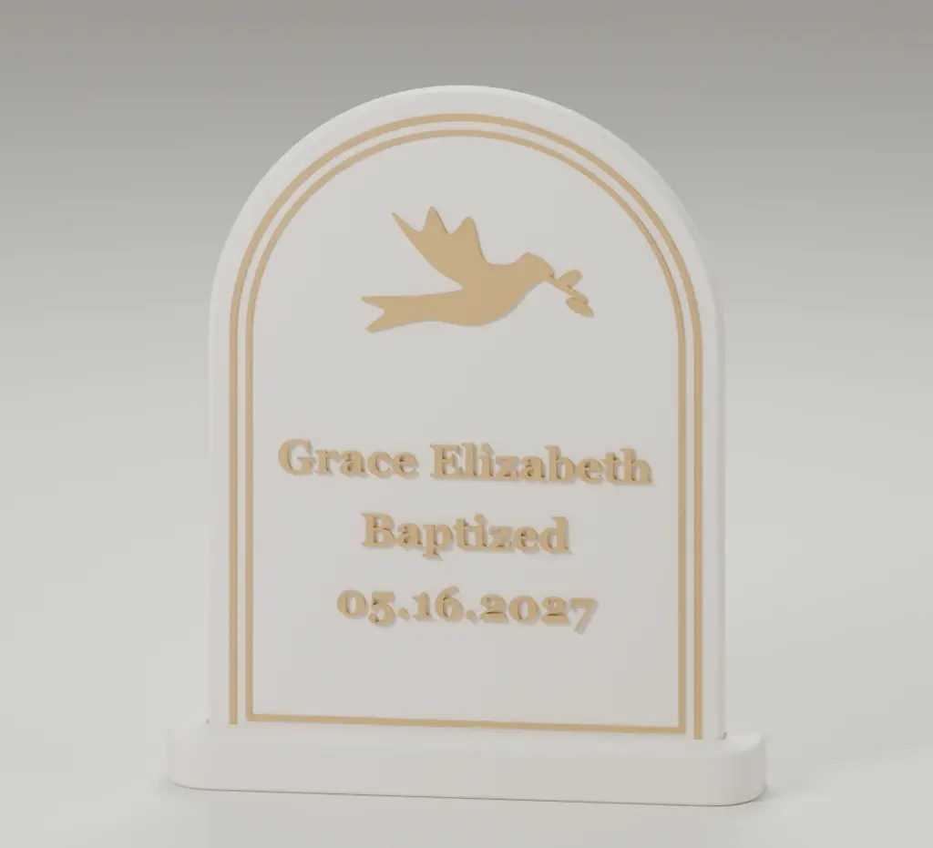 Render of the dove name plaque