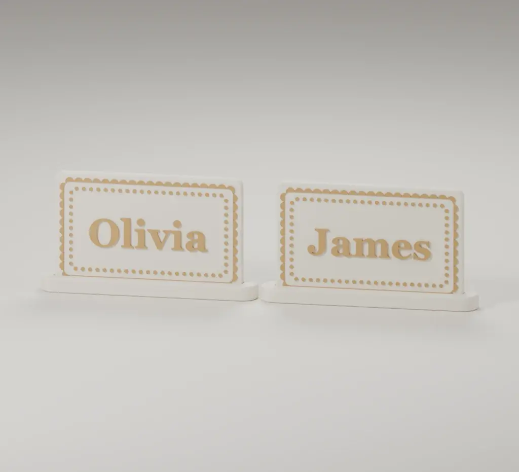 Render of the lace place cards