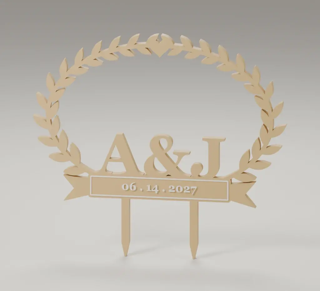 Render of the monogram cake topper
