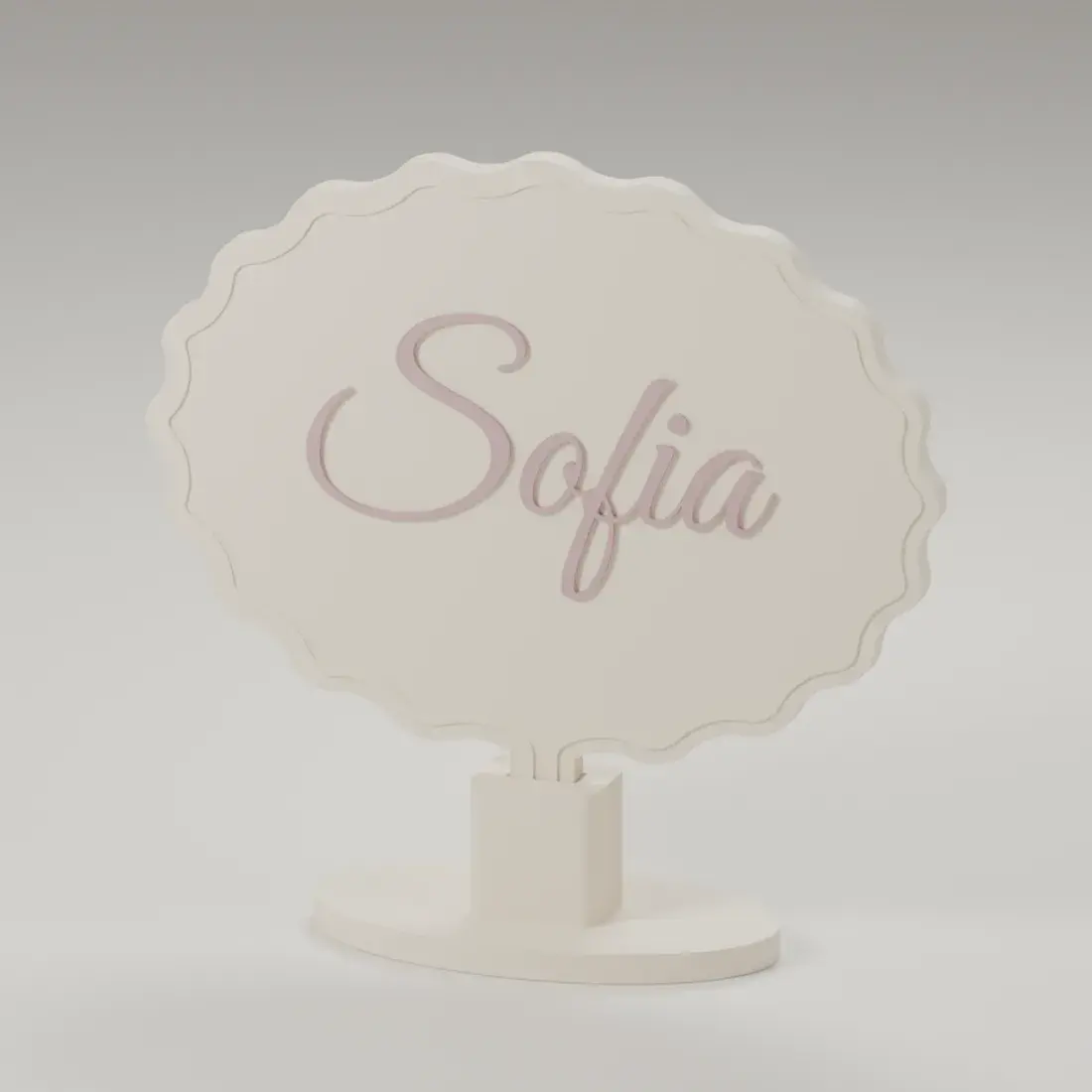 Render of the scalloped name display