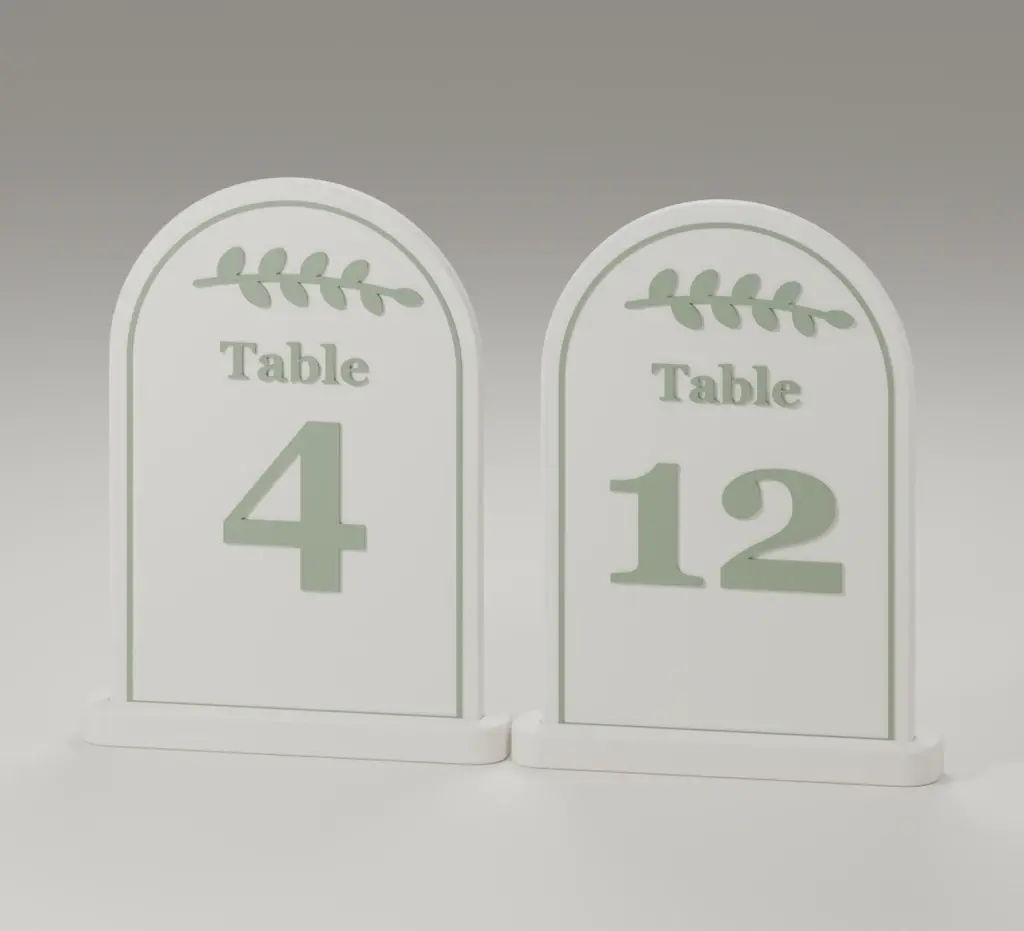 Render of the eucalyptus table numbers