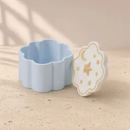 The cloud and stars box in Baby blue, white & gold