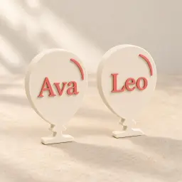 The balloon place names in Cream & strawberry