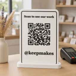The scan-me counter sign in White & black