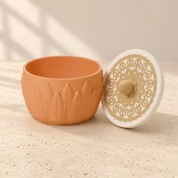 The lotus mandala box in Saffron, Ivory & Gold