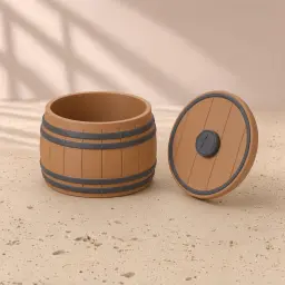 The oak barrel box in Oak & iron