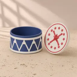 The parade drum box in Navy, ivory & red
