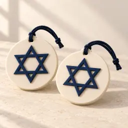 The Star of David keepsakes in Ivory & Deep blue