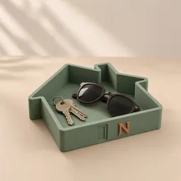 The little-house key tray in Sage & terracotta