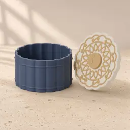 The mooncake box in Midnight, ivory & gold