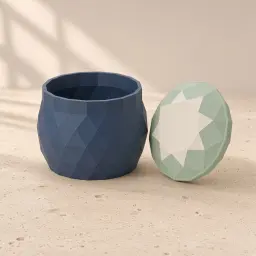 The cut gem box in Navy, Sage & Ivory
