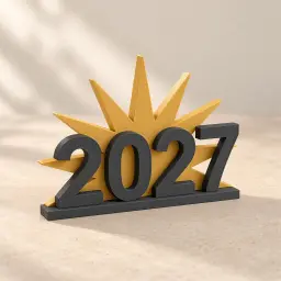 The countdown year display in Charcoal & gold
