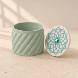 The shamseh box in Sage, Ivory & Turquoise