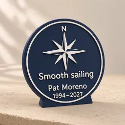 The compass-rose plaque in Navy & white