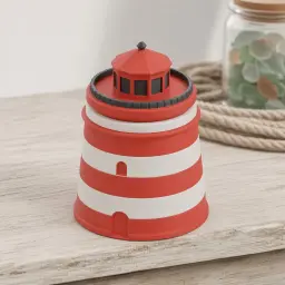 The lighthouse box in White, red & charcoal