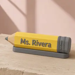 The pencil desk name plate in Pencil yellow & graphite