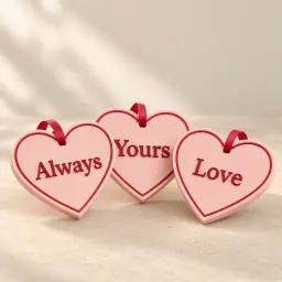 The love-note tags in Blush & crimson