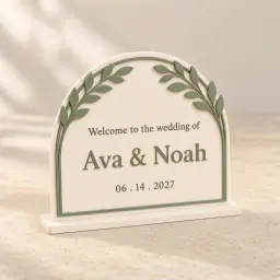 The eucalyptus welcome sign in Ivory & sage