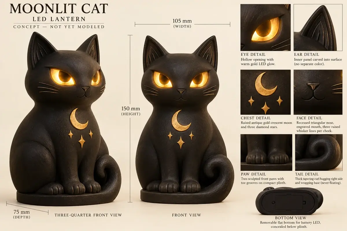 Original concept illustration for Moonlit Cat Lantern