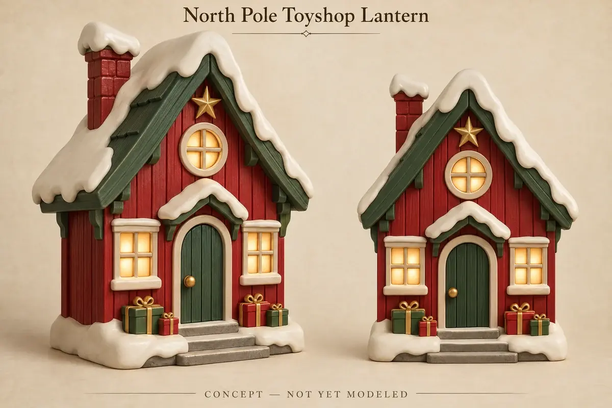 Original concept illustration for North Pole Toyshop Lantern