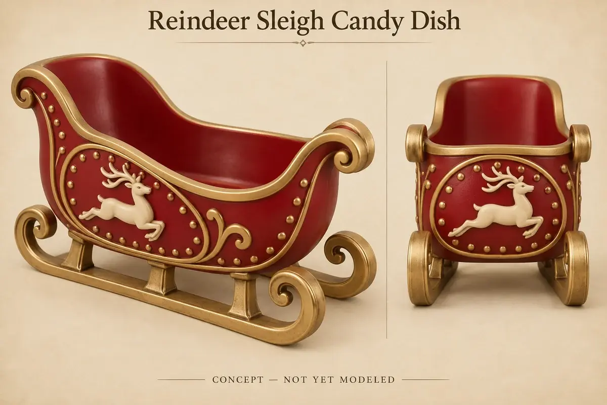 Original concept illustration for Reindeer Sleigh Candy Dish