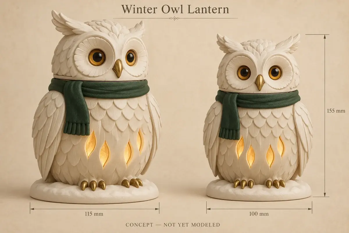 Original concept illustration for Winter Owl Lantern