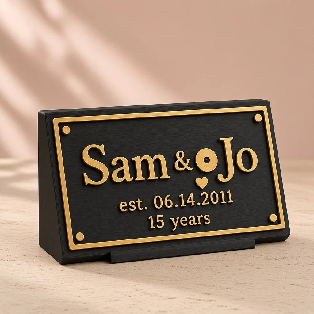 The anniversary date sign in Black & gold