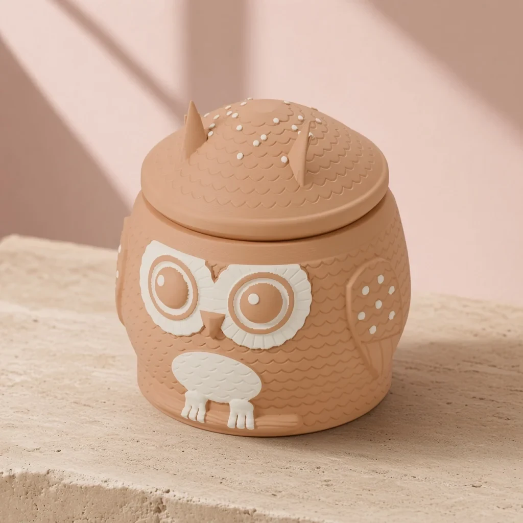 The little owl box in Caramel & cream