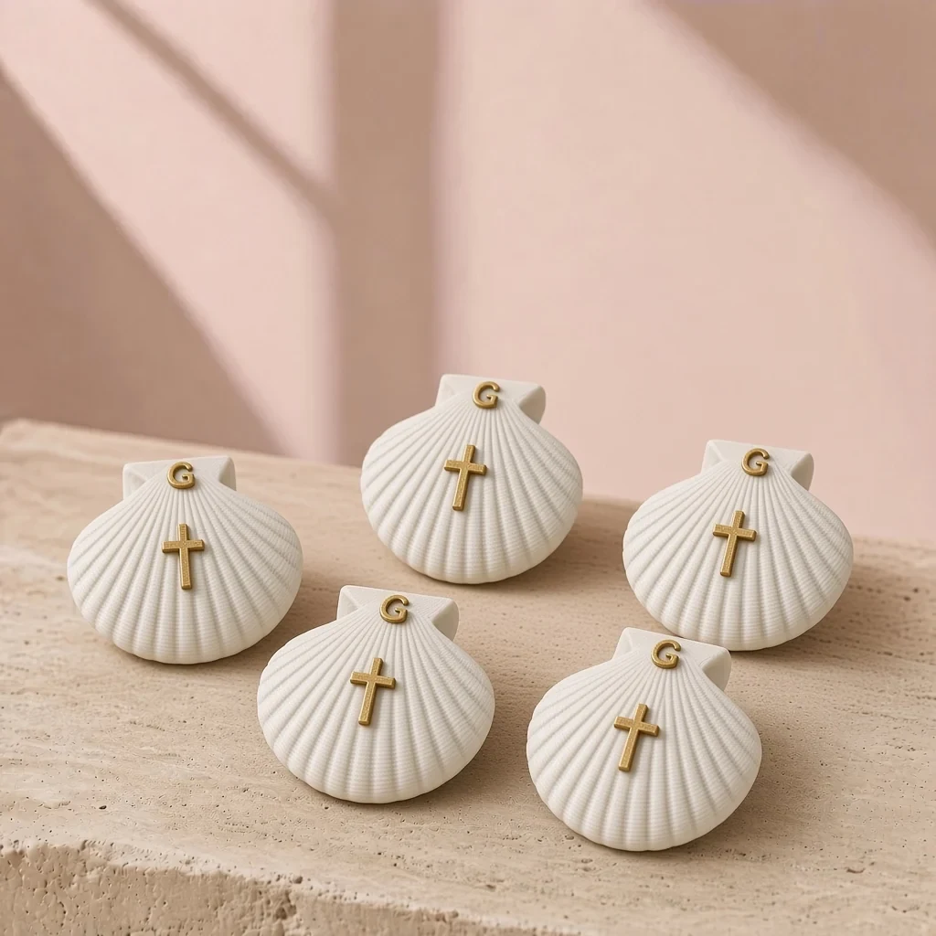The little shell favors in Pearl white & gold