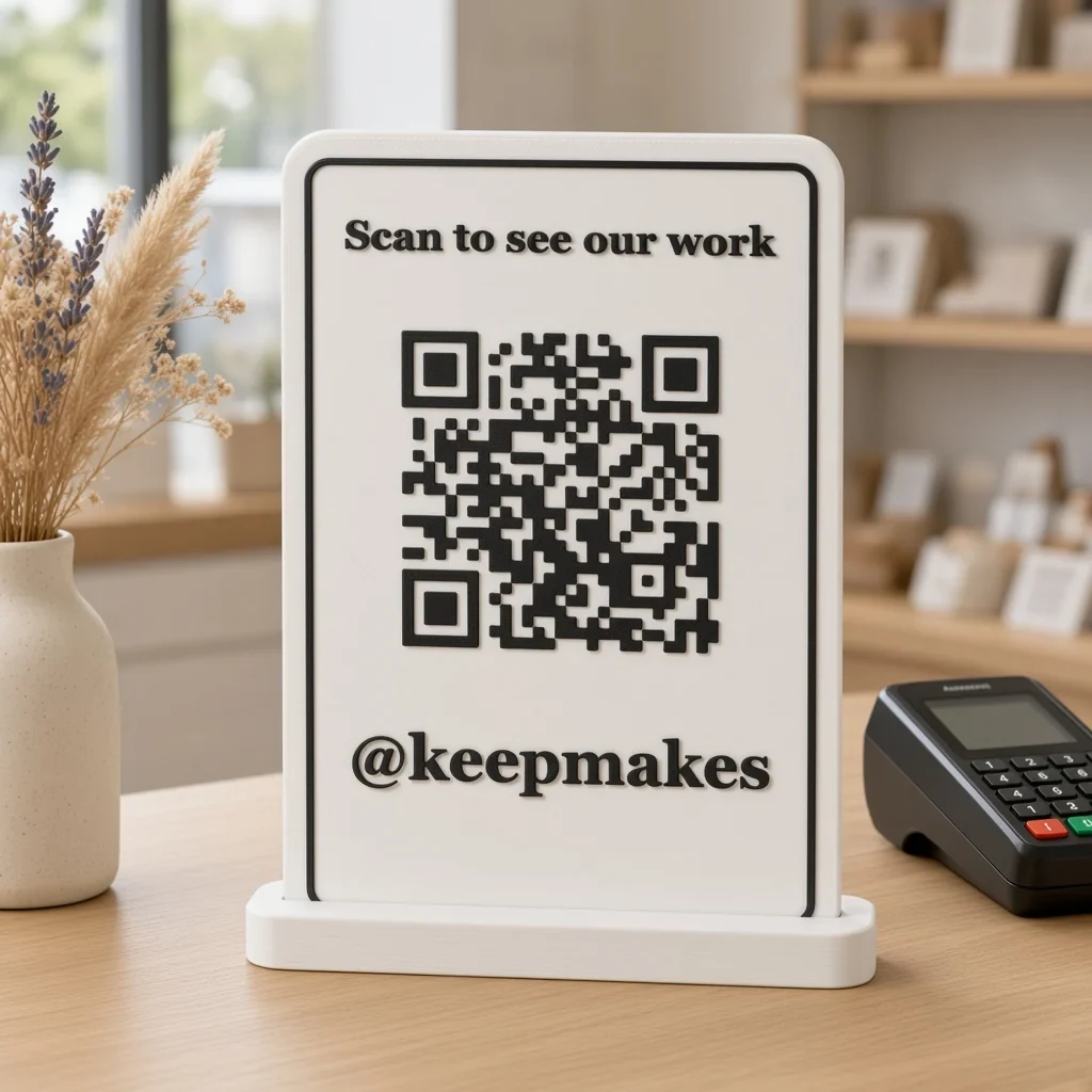 The scan-me counter sign in White & black