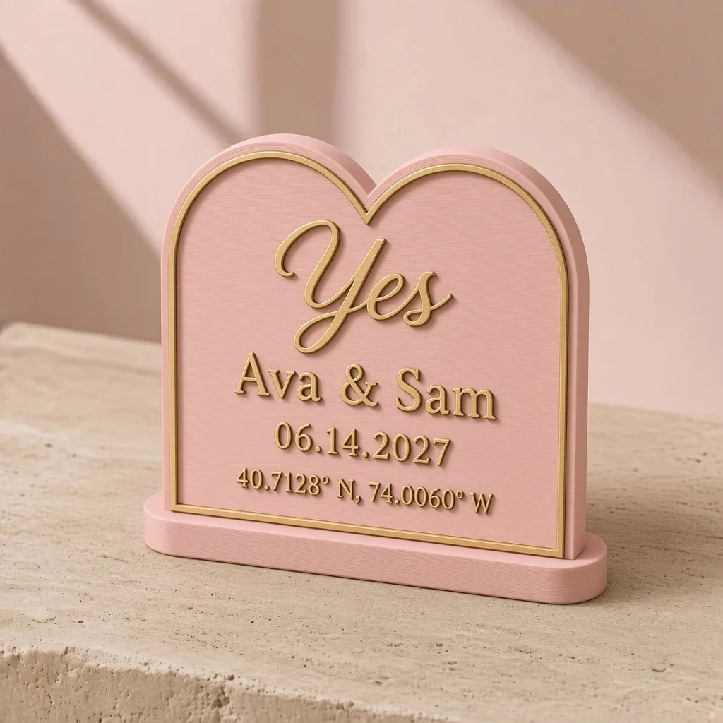 The yes plaque in Blush & gold